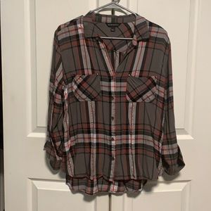 Gray Black and Red Flannel Shirt